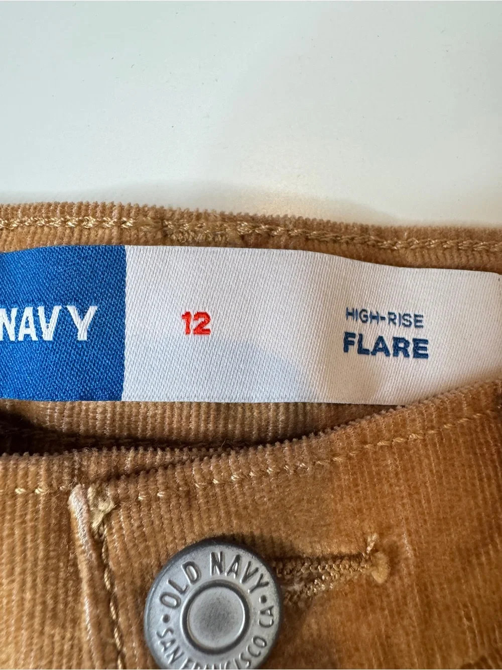 NWT Old Navy Girls High-Rise Flare Corduroy Pants Camel Tan Size 12